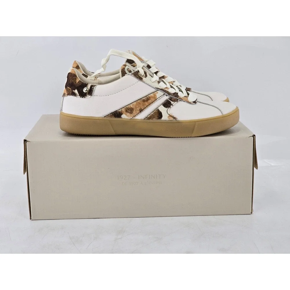 Naturalizer Medina Sneakers Womens Size 6 White Brown Animal Print - New